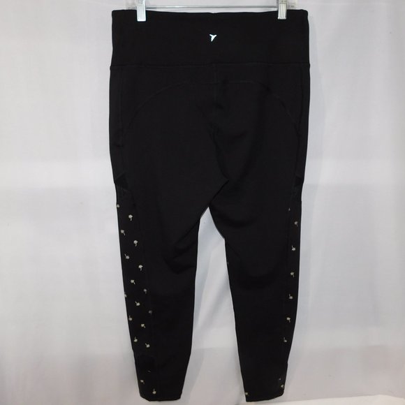 Old Navy Active Wear Womens XL Black Gold Palm Tree Crop leggings - Picture 9 of 11